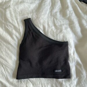 Cream Yoga One Shoulder Top